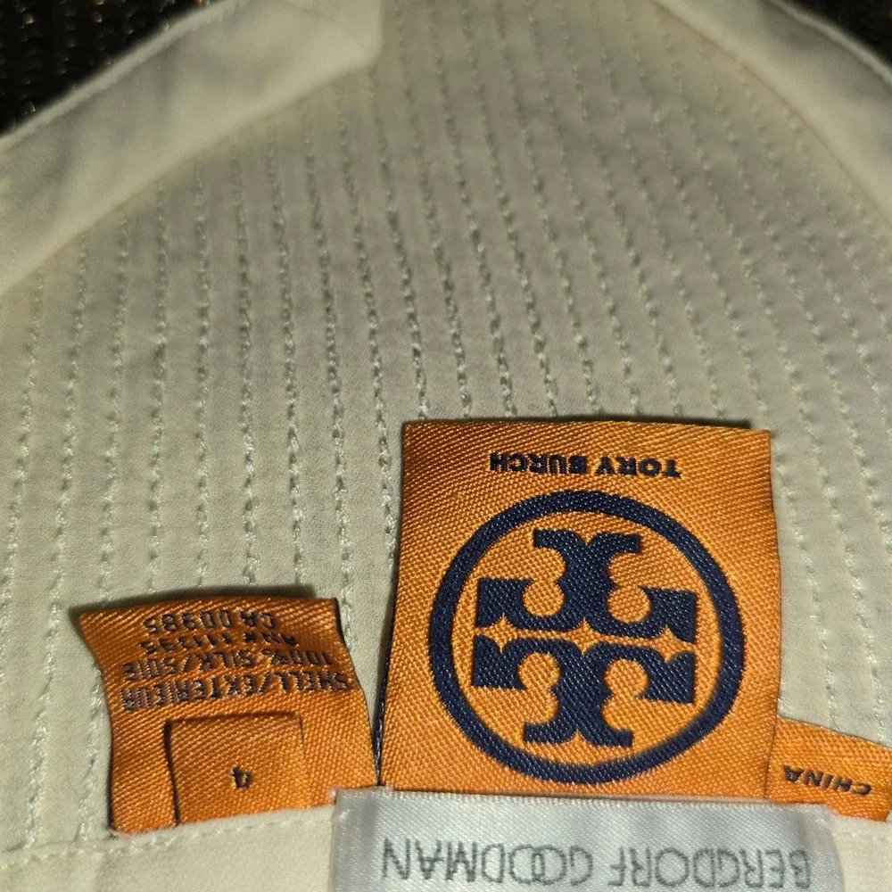 Tory Burch Bergdorf Goodman Gold Sequin Silk Tie Front Jacket Cardigan‎ Top SZ 4